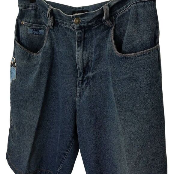 No Boundaries Y2K Blue Jean Long Shorts Size 36 Old School Hip Hop Swag - Picture 5 of 15